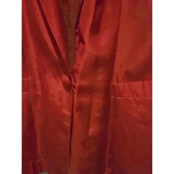 Carol Horn Workshop Women's Red Silk Blazer Size L Business Holiday - Picture 3 of 8